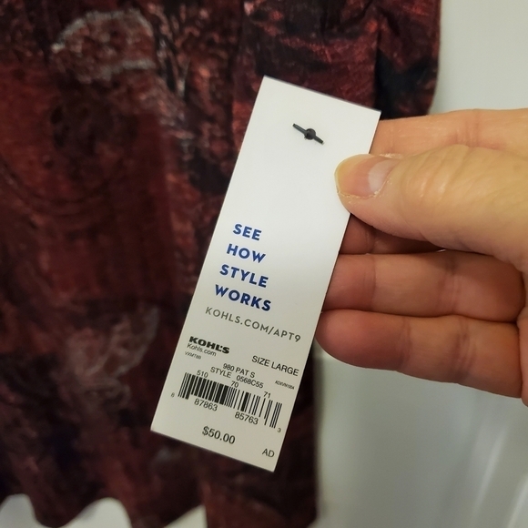 NWT Apt. 9 Paisley Print Ribbed Knit Long Sleeve Swing Dress Ret. $50 - Picture 8 of 10